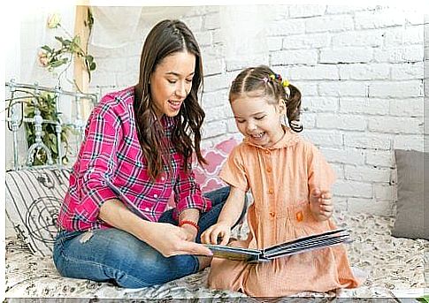 mother and daughter reading