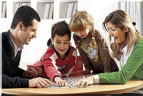 family playing a game