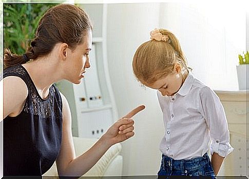 Mother punishes daughter.  Part of punishment and reward