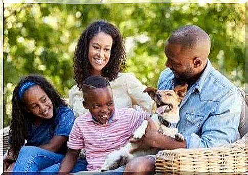 family with dog