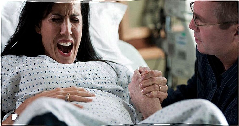 woman about to give birth to her baby