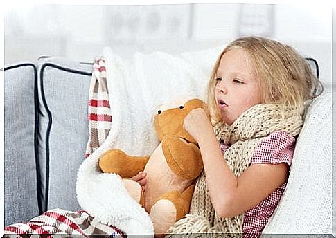 sick girl with teddy bear